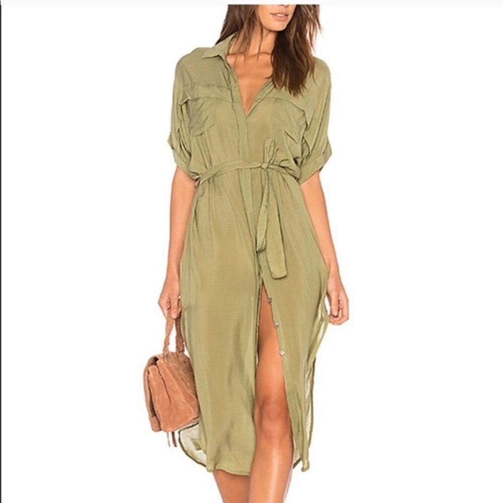 Faithfull the Brand Gigi Shirtdress Green sz 4